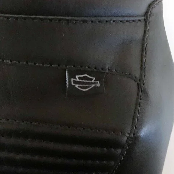 Black Harley-Davidson Parkdale Zip-Up Leather Booties with Hidden 3.25" Wedge 7 - Picture 7 of 8